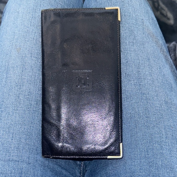 Celine Black Leather long bifold Wallet with Gold Accents / checkbook holder - Picture 1 of 11